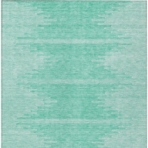 9' X 12' Aquamarine And Ivory Abstract Washable Indoor Outdoor Area Rug