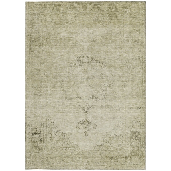 10' X 14' Beige Taupe And Brown Oriental Washable Indoor Outdoor Area Rug