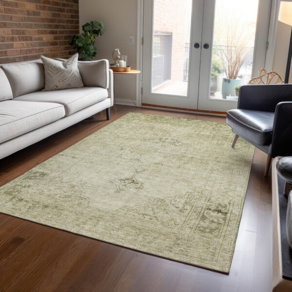 10' X 14' Beige Taupe And Brown Oriental Washable Indoor Outdoor Area Rug