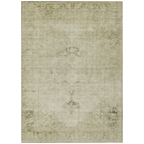 10' X 14' Beige Taupe And Brown Oriental Washable Indoor Outdoor Area Rug