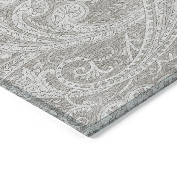 8' X 10' Taupe Beige And Ivory Paisley Washable Indoor Outdoor Area Rug