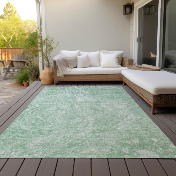 3' X 5' Mint Green Sage And Ivory Abstract Washable Indoor Outdoor Area Rug