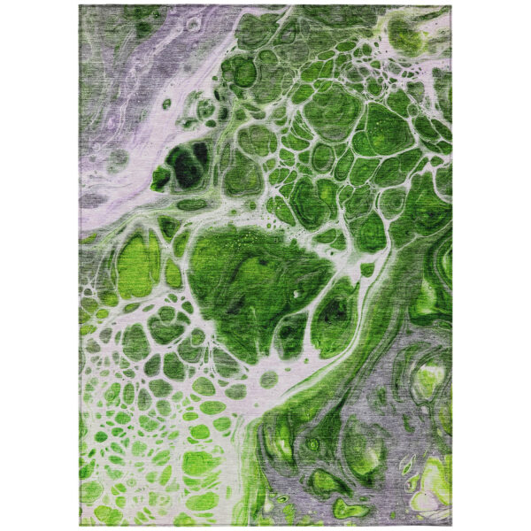 5' X 8' Lime Green And Gray Nautical Washable Indoor Outdoor Area Rug