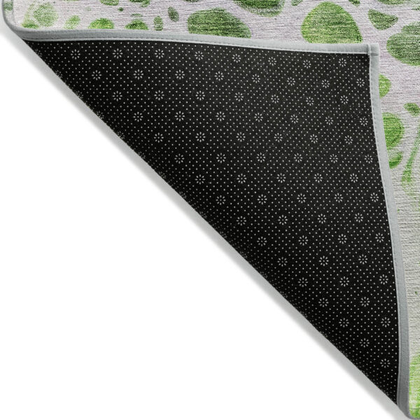 5' X 8' Lime Green And Gray Nautical Washable Indoor Outdoor Area Rug