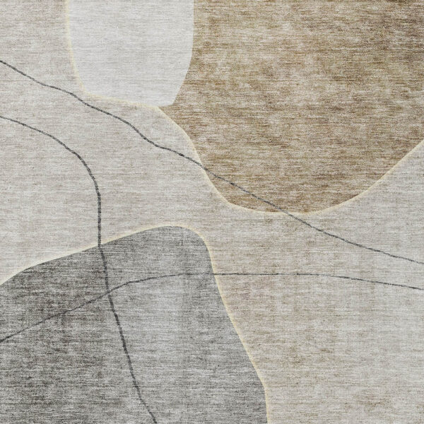 8' X 10' Beige Brown And Taupe Abstract Washable Indoor Outdoor Area Rug