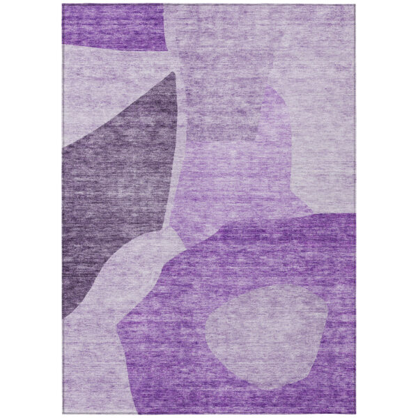 9' X 12' Eggplant Purple And Lilac Abstract Washable Indoor Outdoor Area Rug