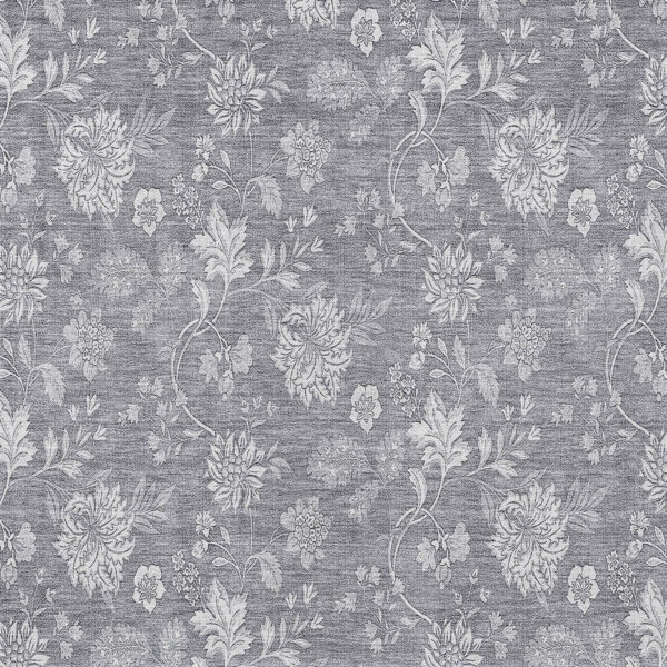 8' X 10' Gray Silver And Ivory Floral Washable Indoor Outdoor Area Rug