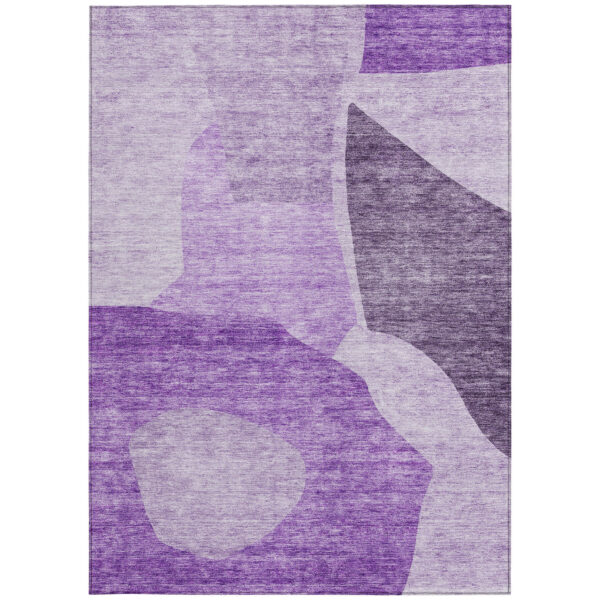 9' X 12' Eggplant Purple And Lilac Abstract Washable Indoor Outdoor Area Rug