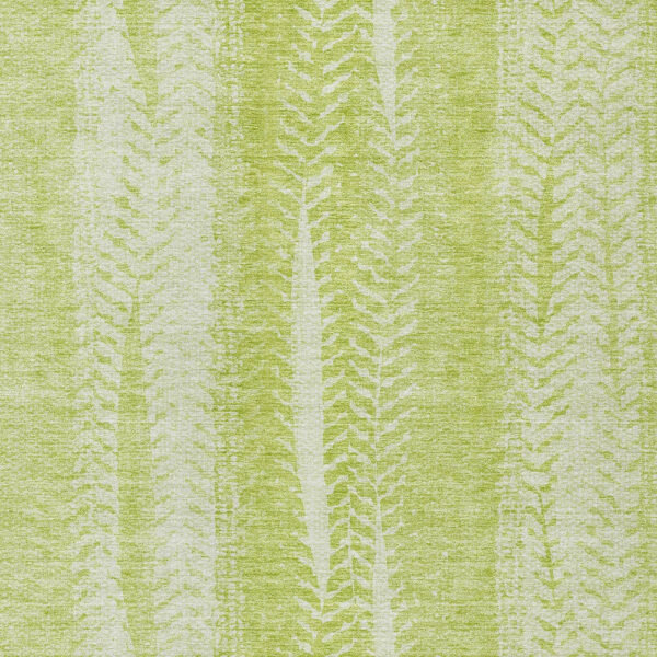 10' X 14' Artichoke Green And Ivory Botanical Leaves Washable Indoor Outdoor Area Rug
