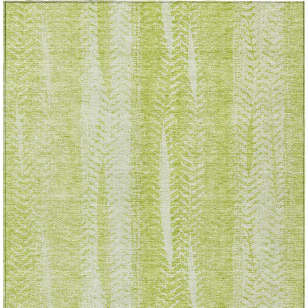10' X 14' Artichoke Green And Ivory Botanical Leaves Washable Indoor Outdoor Area Rug