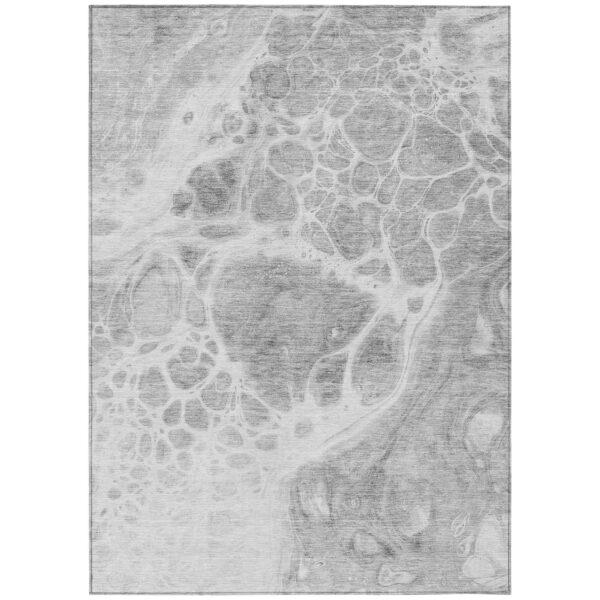 8' X 10' Gray Silver And Ivory Nautical Washable Indoor Outdoor Area Rug