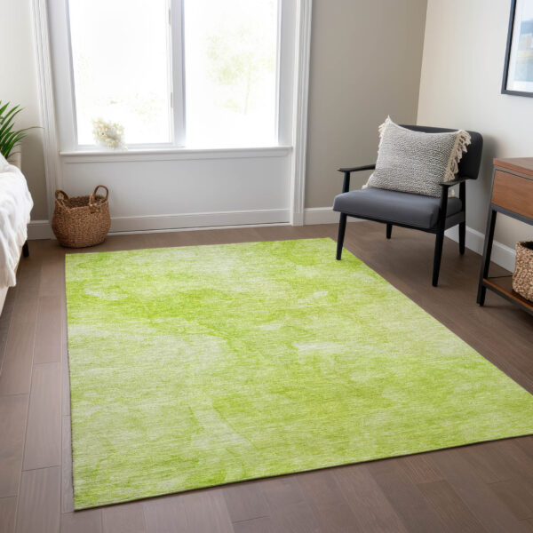 10' X 14' Artichoke Green And Lime Green Nautical Washable Indoor Outdoor Area Rug