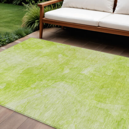 10' X 14' Artichoke Green And Lime Green Nautical Washable Indoor Outdoor Area Rug