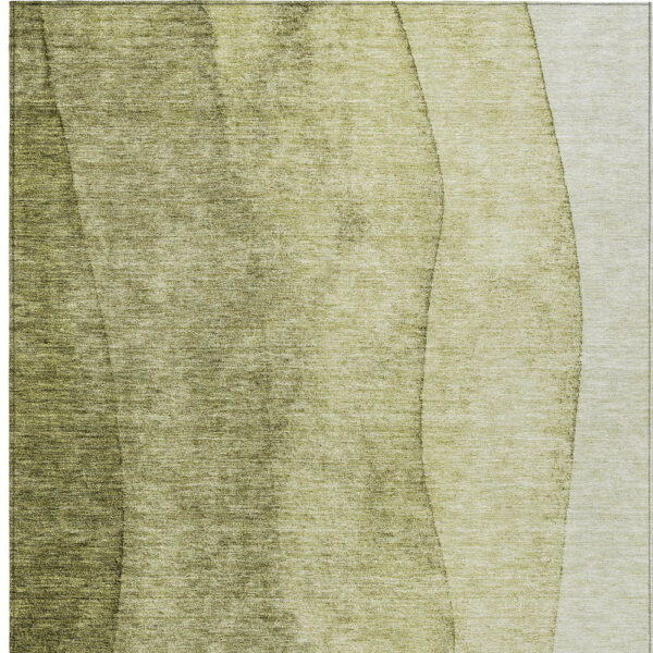 8' X 10' Olive Green And Artichoke Green Ombre Washable Indoor Outdoor Area Rug