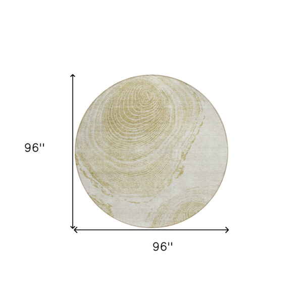 8' Khaki Beige And Taupe Round Abstract Washable Indoor Outdoor Area Rug