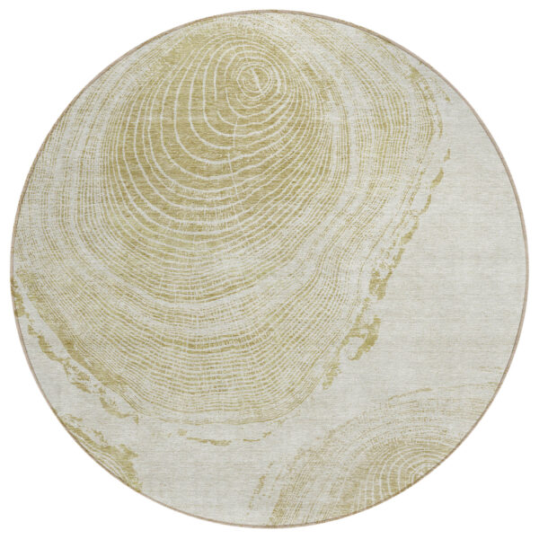8' Khaki Beige And Taupe Round Abstract Washable Indoor Outdoor Area Rug