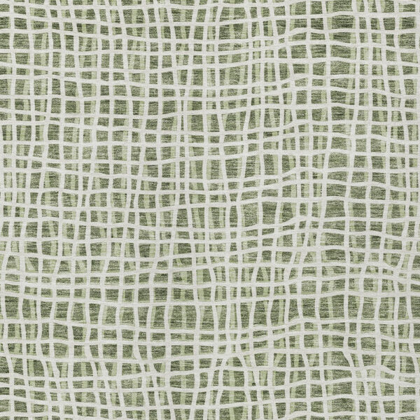 9' X 12' Green And Ivory Striped Washable Indoor Outdoor Area Rug