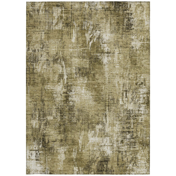8' X 10' Brown Taupe And Ivory Abstract Washable Indoor Outdoor Area Rug