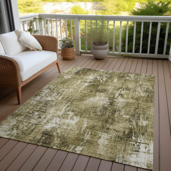 8' X 10' Brown Taupe And Ivory Abstract Washable Indoor Outdoor Area Rug