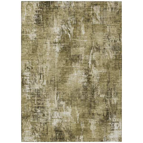 8' X 10' Brown Taupe And Ivory Abstract Washable Indoor Outdoor Area Rug