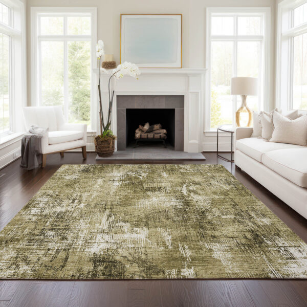 8' X 10' Brown Taupe And Ivory Abstract Washable Indoor Outdoor Area Rug