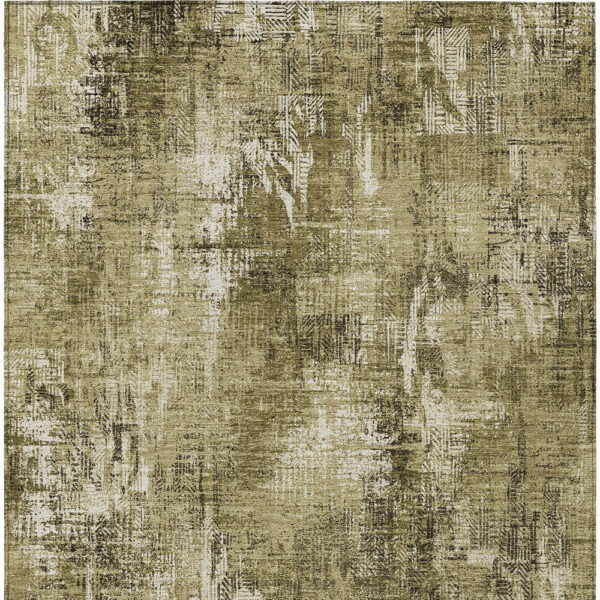 8' X 10' Brown Taupe And Ivory Abstract Washable Indoor Outdoor Area Rug