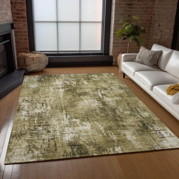 8' X 10' Brown Taupe And Ivory Abstract Washable Indoor Outdoor Area Rug
