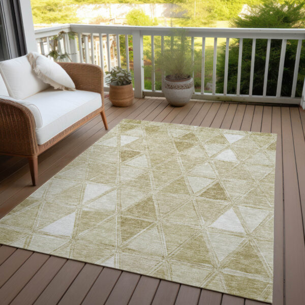 3' X 5' Khaki Beige And Tan Geometric Washable Indoor Outdoor Area Rug
