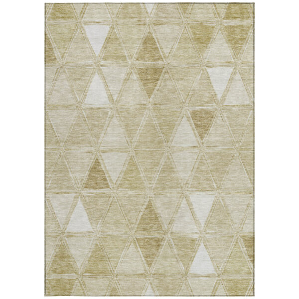 3' X 5' Khaki Beige And Tan Geometric Washable Indoor Outdoor Area Rug