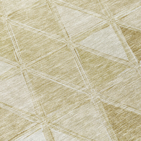 3' X 5' Khaki Beige And Tan Geometric Washable Indoor Outdoor Area Rug