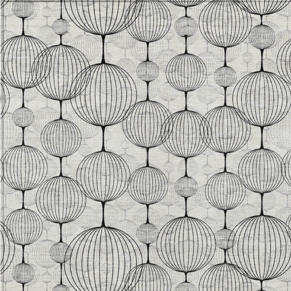 3' X 5' White Gray And Silver Geometric Washable Indoor Outdoor Area Rug