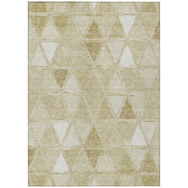 3' X 5' Khaki Beige And Tan Geometric Washable Indoor Outdoor Area Rug