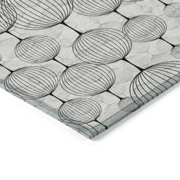 3' X 5' White Gray And Silver Geometric Washable Indoor Outdoor Area Rug