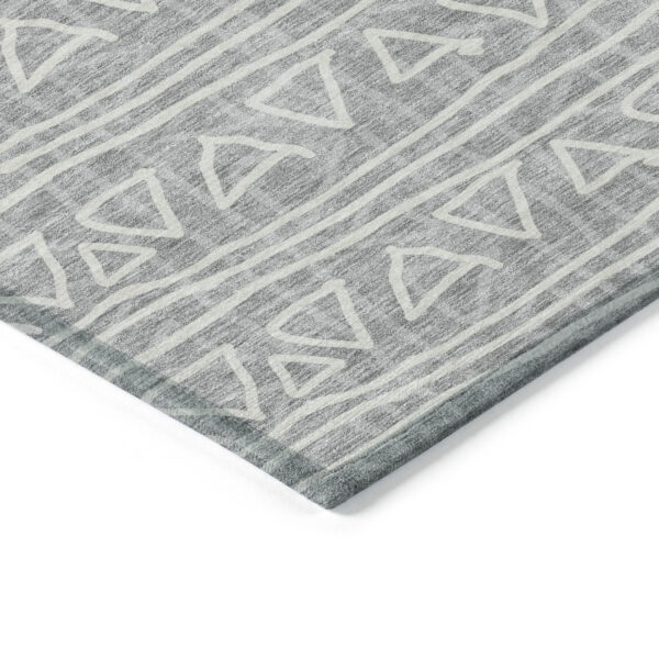 10' X 14' Gray Charcoal And Silver Geometric Washable Indoor Outdoor Area Rug