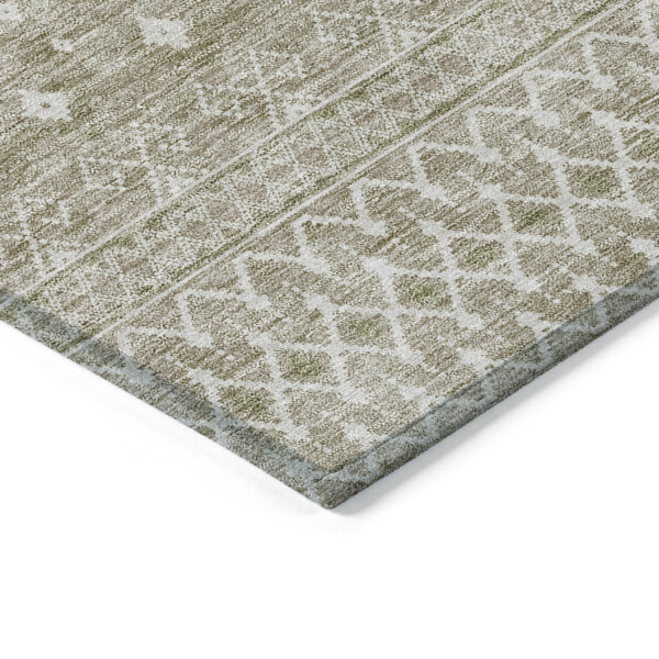 8' X 10' Taupe Green And Ivory Tribal Washable Indoor Outdoor Area Rug