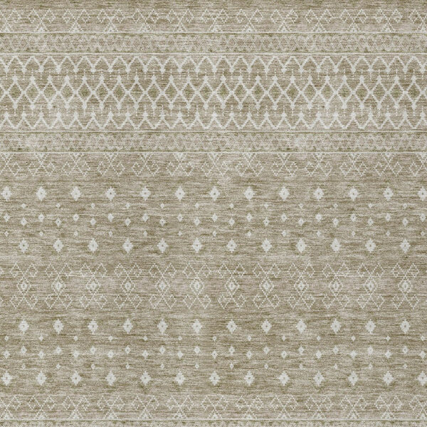 8' X 10' Taupe Green And Ivory Tribal Washable Indoor Outdoor Area Rug