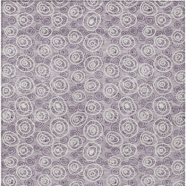 10' X 14' Lavender Purple And Ivory Geometric Washable Indoor Outdoor Area Rug