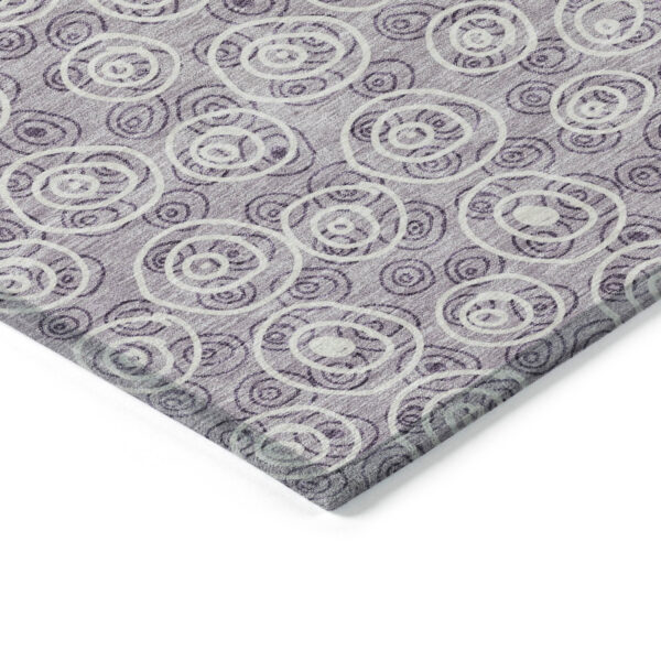10' X 14' Lavender Purple And Ivory Geometric Washable Indoor Outdoor Area Rug