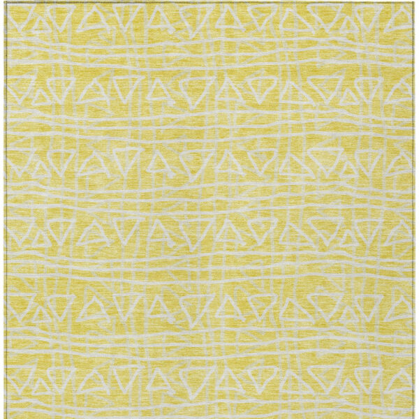 5' X 8' Yellow And Ivory Geometric Washable Indoor Outdoor Area Rug