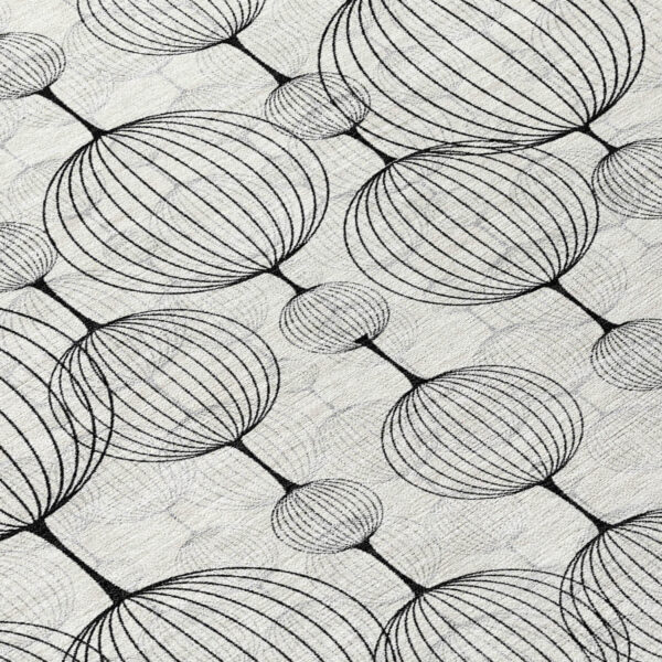8' Graphite Gray And Silver Round Geometric Washable Indoor Outdoor Area Rug