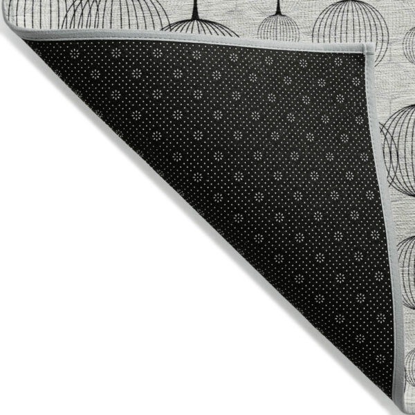 8' Graphite Gray And Silver Round Geometric Washable Indoor Outdoor Area Rug