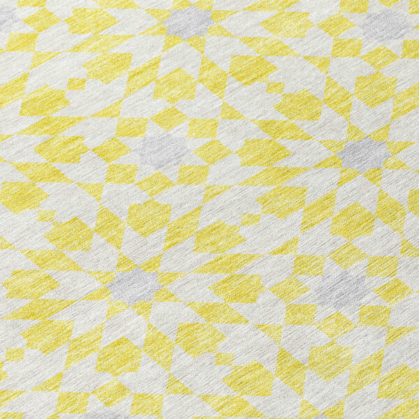 10' X 14' Yellow Ivory And Gray Floral Medallion Washable Indoor Outdoor Area Rug