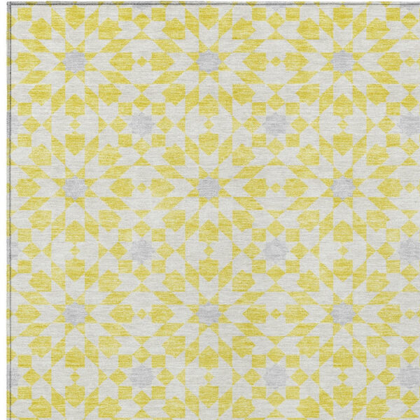 10' X 14' Yellow Ivory And Gray Floral Medallion Washable Indoor Outdoor Area Rug