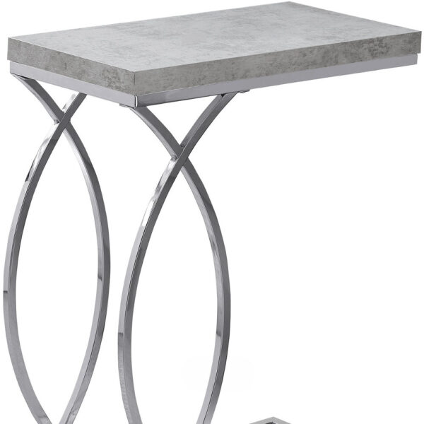 18.25" X 10.25" X 25" Grey Mdf Laminate Metal Accent Table