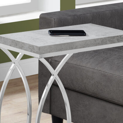 18.25" X 10.25" X 25" Grey Mdf Laminate Metal Accent Table