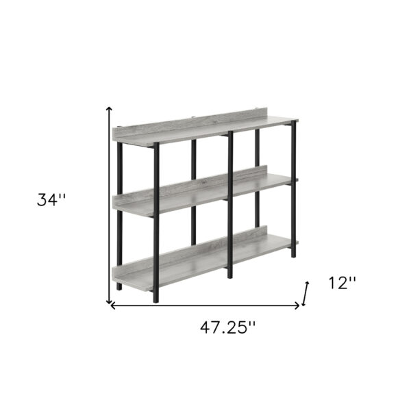 34" Black And Gray End Table With Three Shelves
