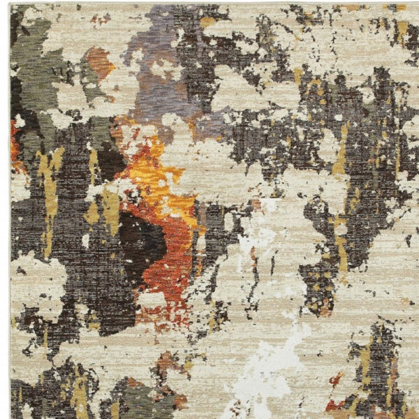 8’ X 11’ Abstract Weathered Beige And Gray Indoor Area Rug