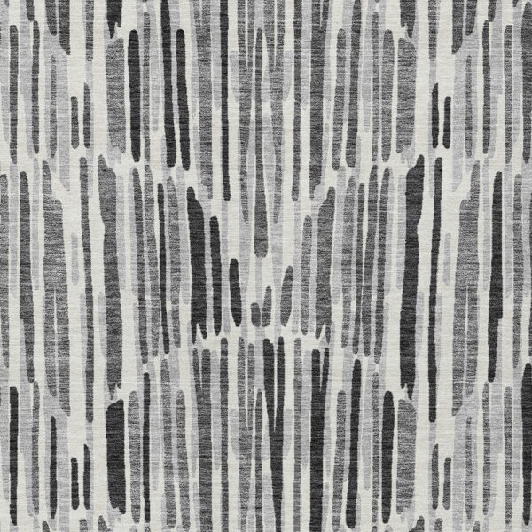 5' X 8' Gray Ivory And Charcoal Abstract Washable Indoor Outdoor Area Rug