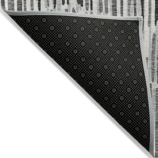 5' X 8' Gray Ivory And Charcoal Abstract Washable Indoor Outdoor Area Rug