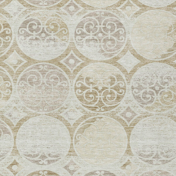 5' X 8' Ivory Beige And Taupe Trellis Washable Indoor Outdoor Area Rug